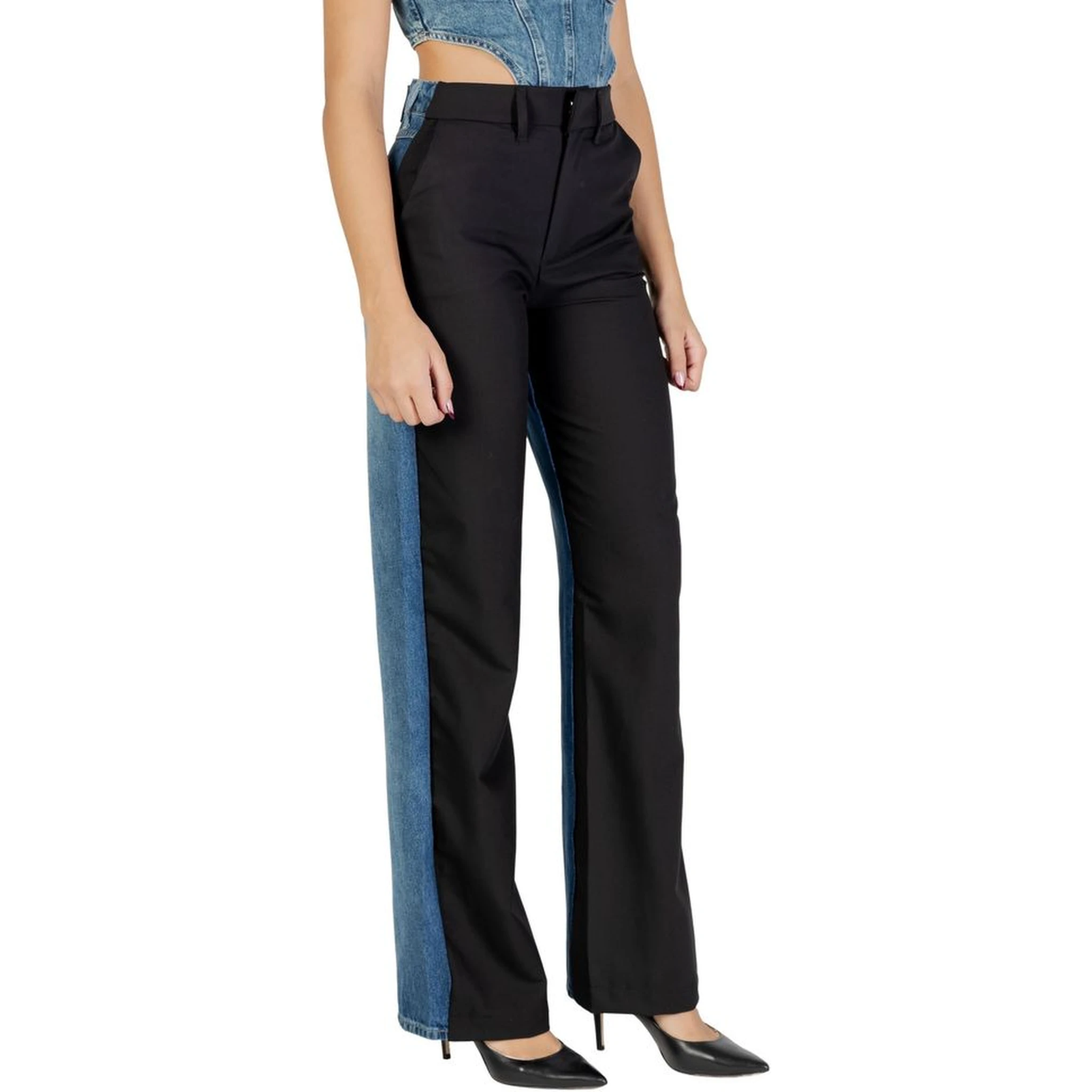 Black Polyester Mom Jeans