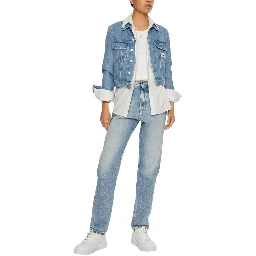 Light Blue Cotton Skinny Jeans