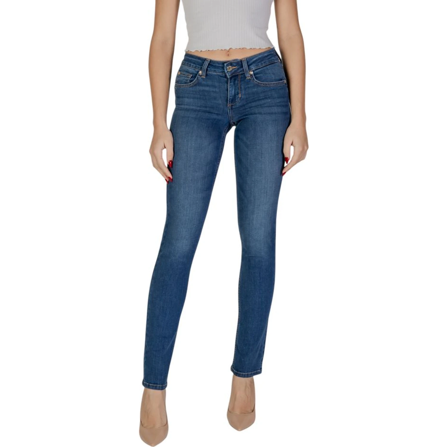 Blue Cotton Skinny Jeans