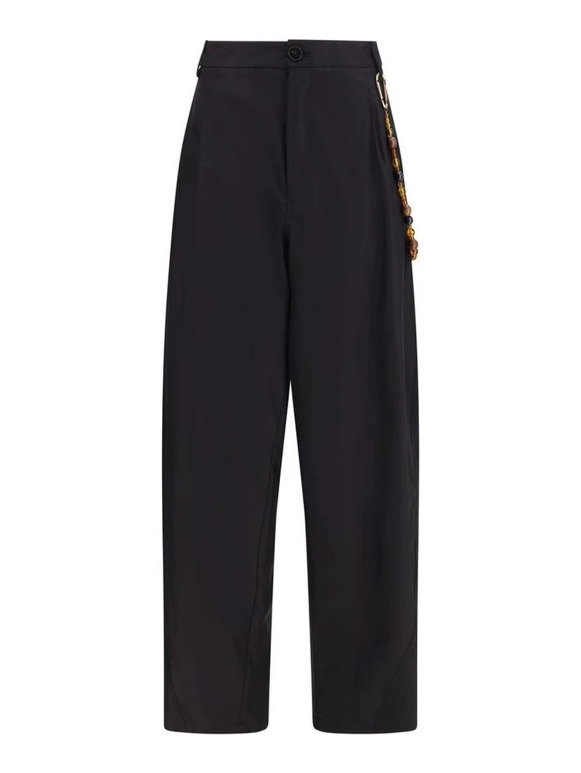 Black Cotton Casual Pants