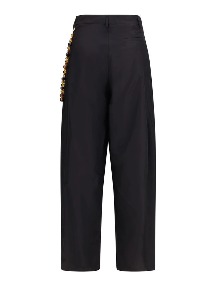 Black Cotton Casual Pants