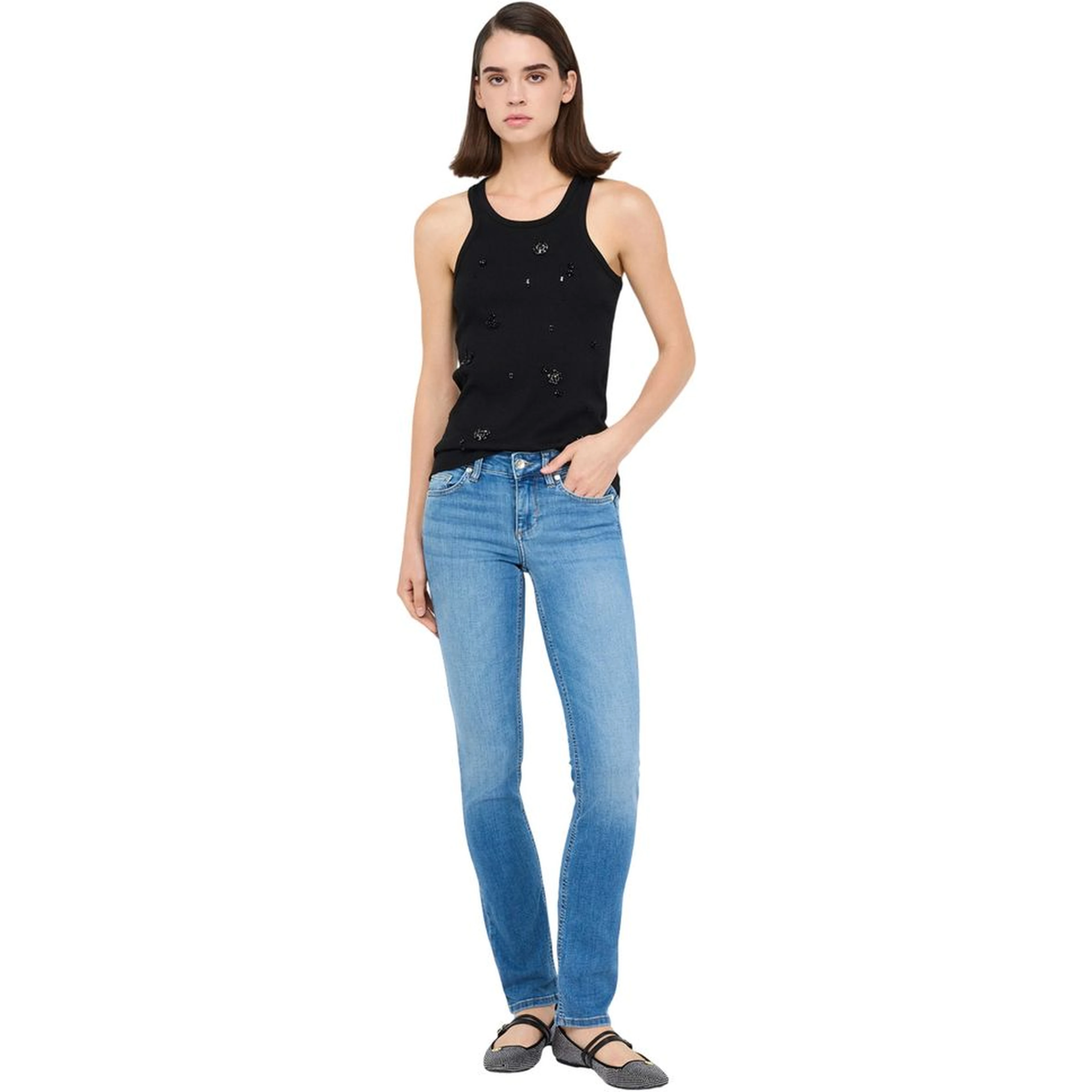 Light Blue Cotton Skinny Jeans
