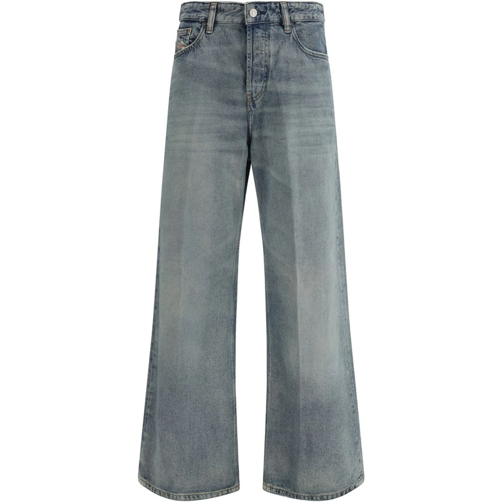 بنطلون جينز أزرق قطني بقصة مريحة