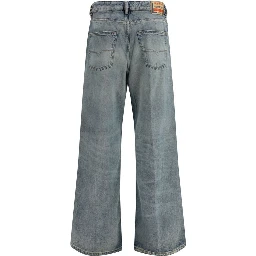 بنطلون جينز أزرق قطني بقصة مريحة