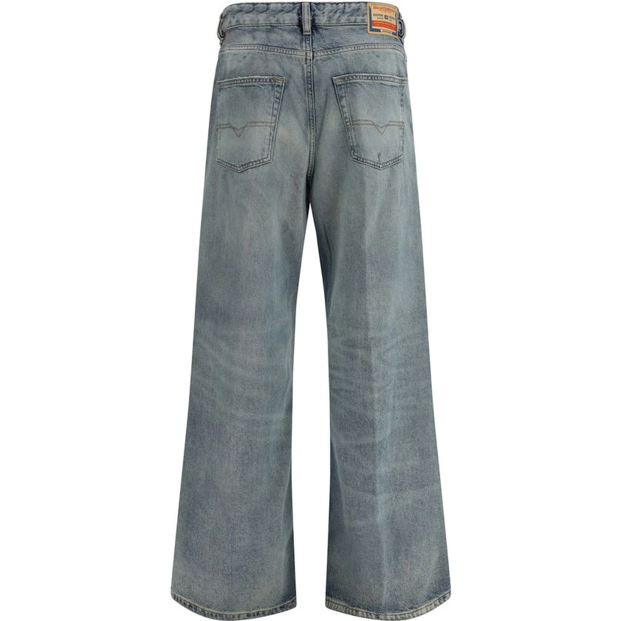 بنطلون جينز أزرق قطني بقصة مريحة