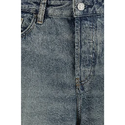 بنطلون جينز أزرق قطني بقصة مريحة