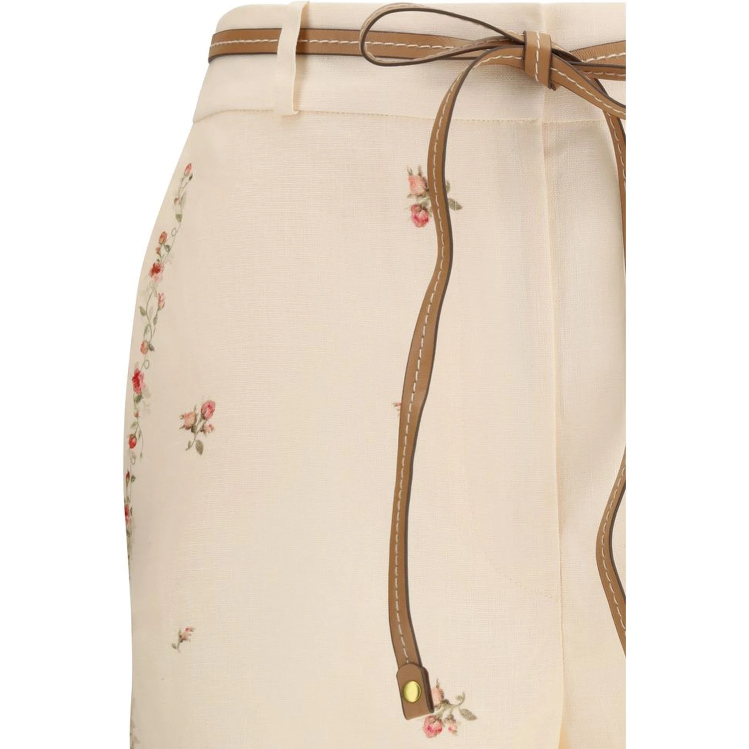 Beige Cotton Flared Pants