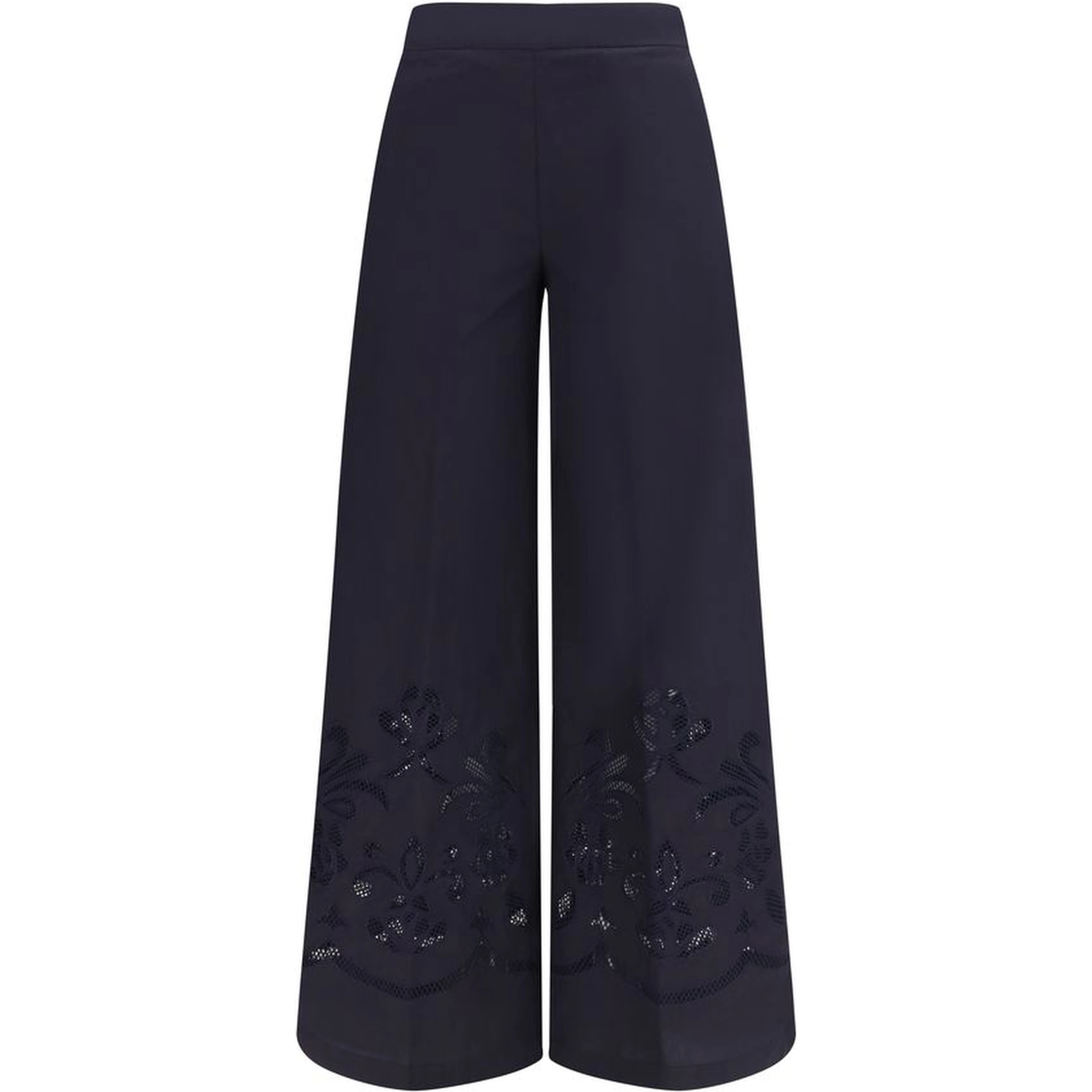 Blue Cotton Casual Pants