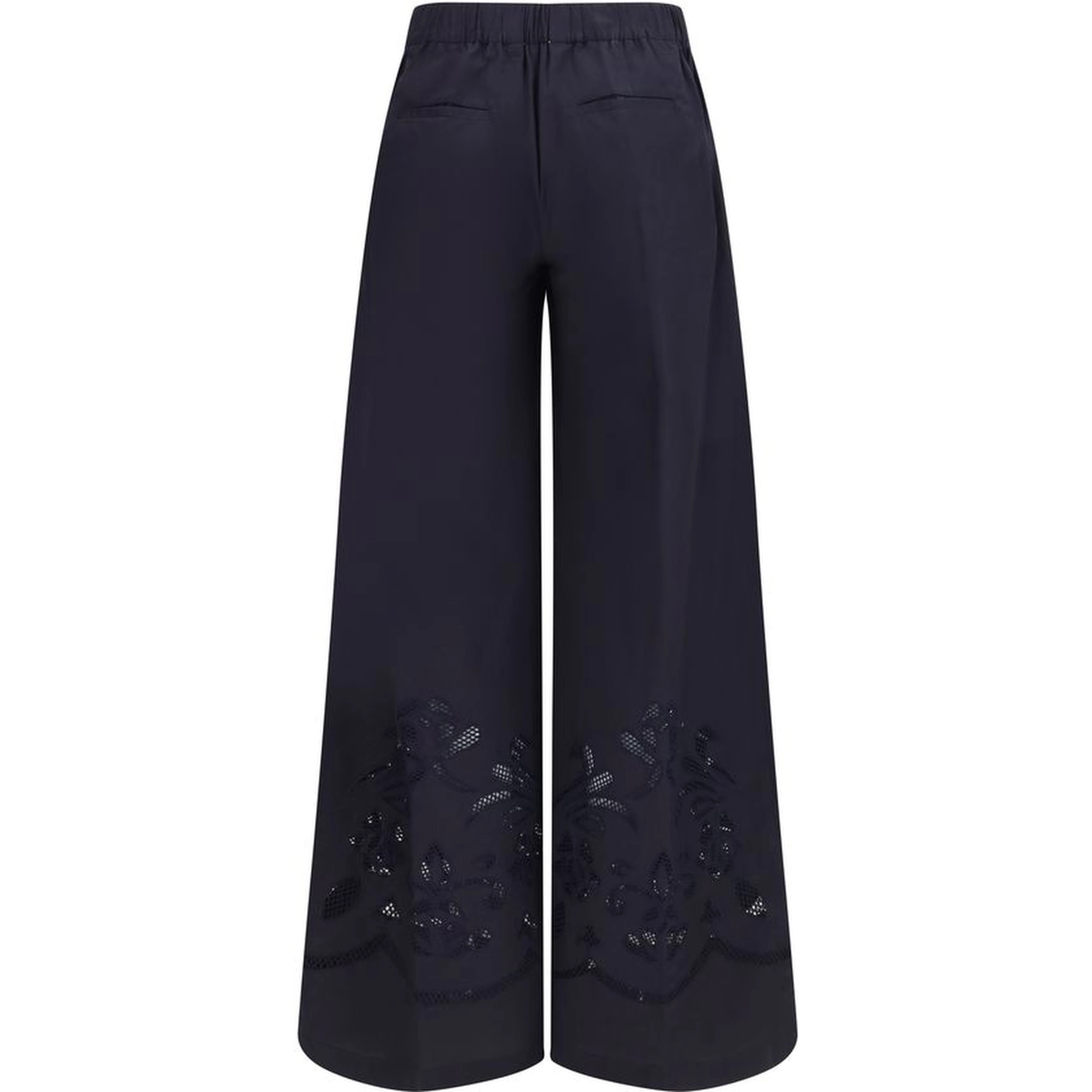 Blue Cotton Casual Pants