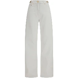 White Cotton Straight-Leg Jeans