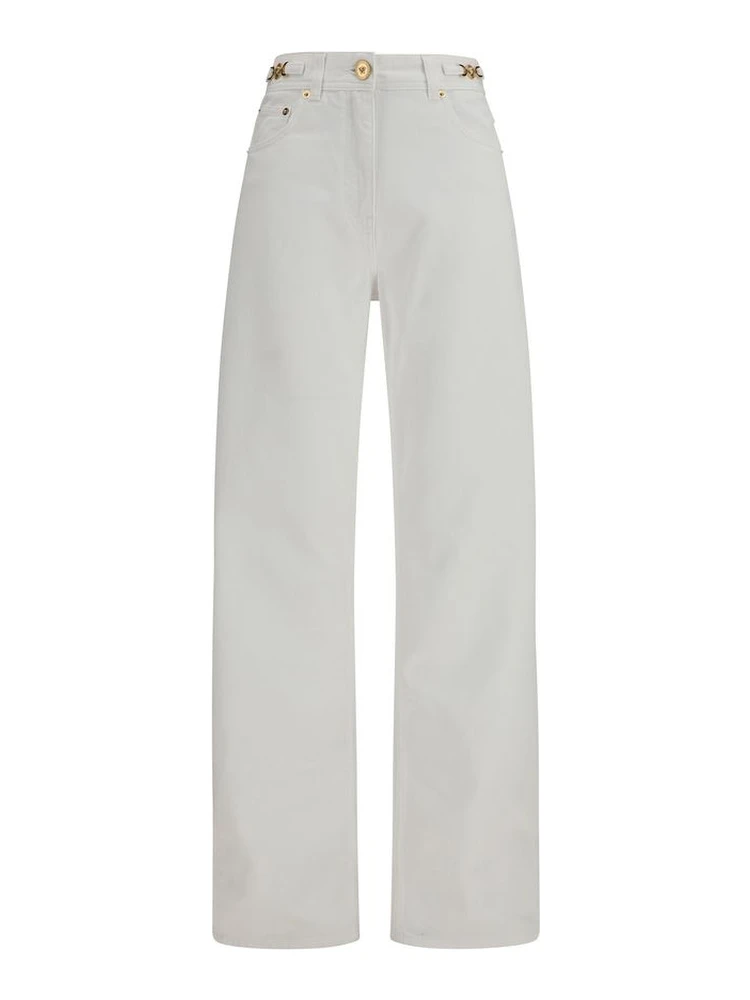 White Cotton Straight-Leg Jeans