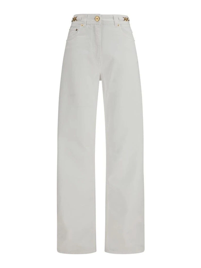 White Cotton Straight-Leg Jeans