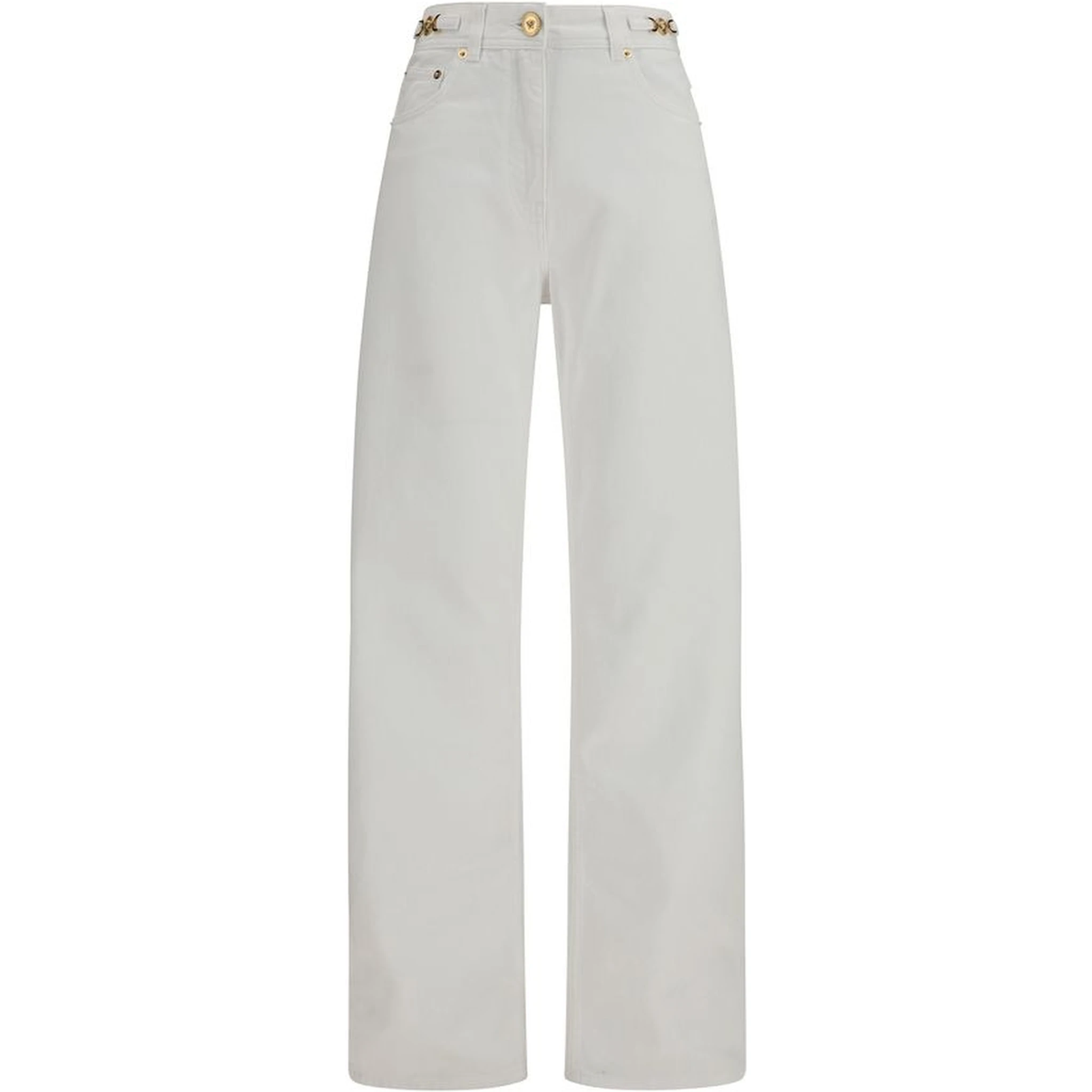 White Cotton Straight-Leg Jeans
