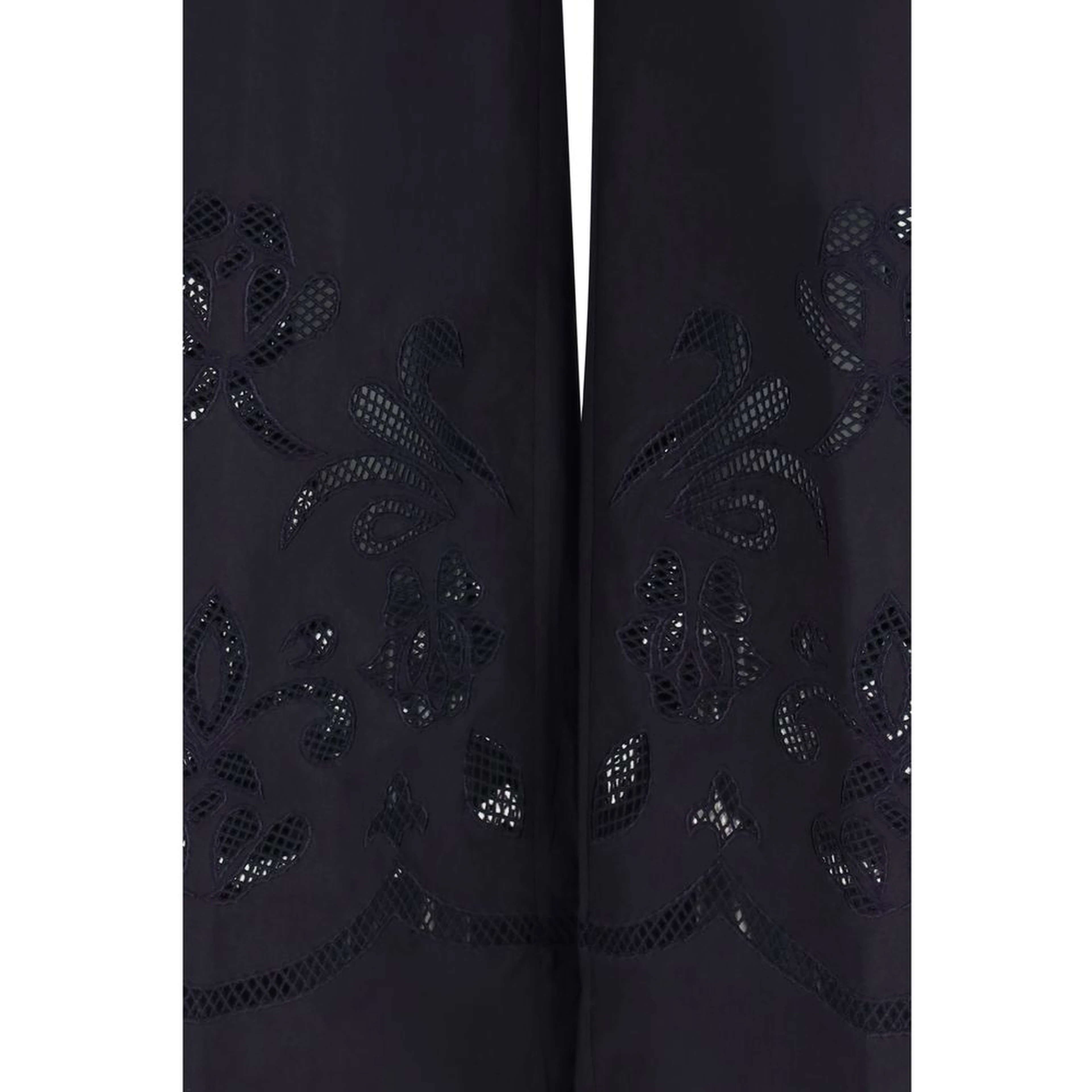 Blue Cotton Casual Pants