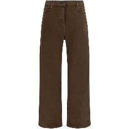 Brown Cotton Straight-Leg Jeans