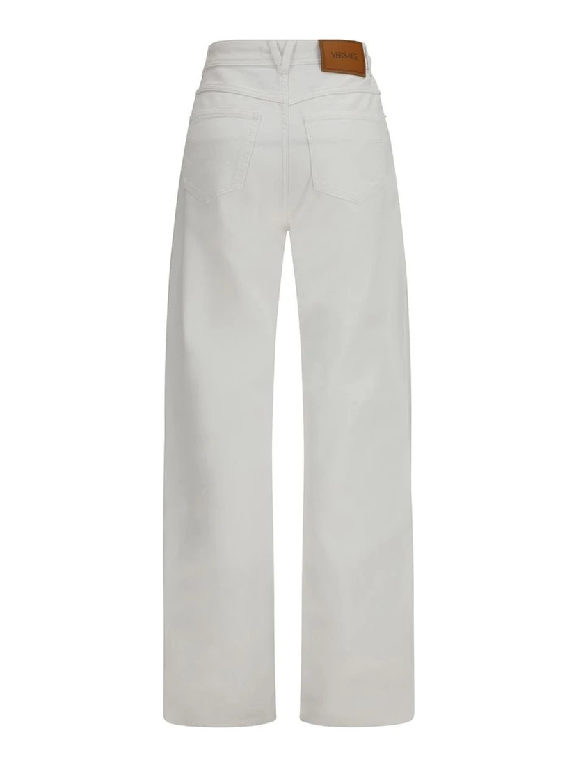 White Cotton Straight-Leg Jeans