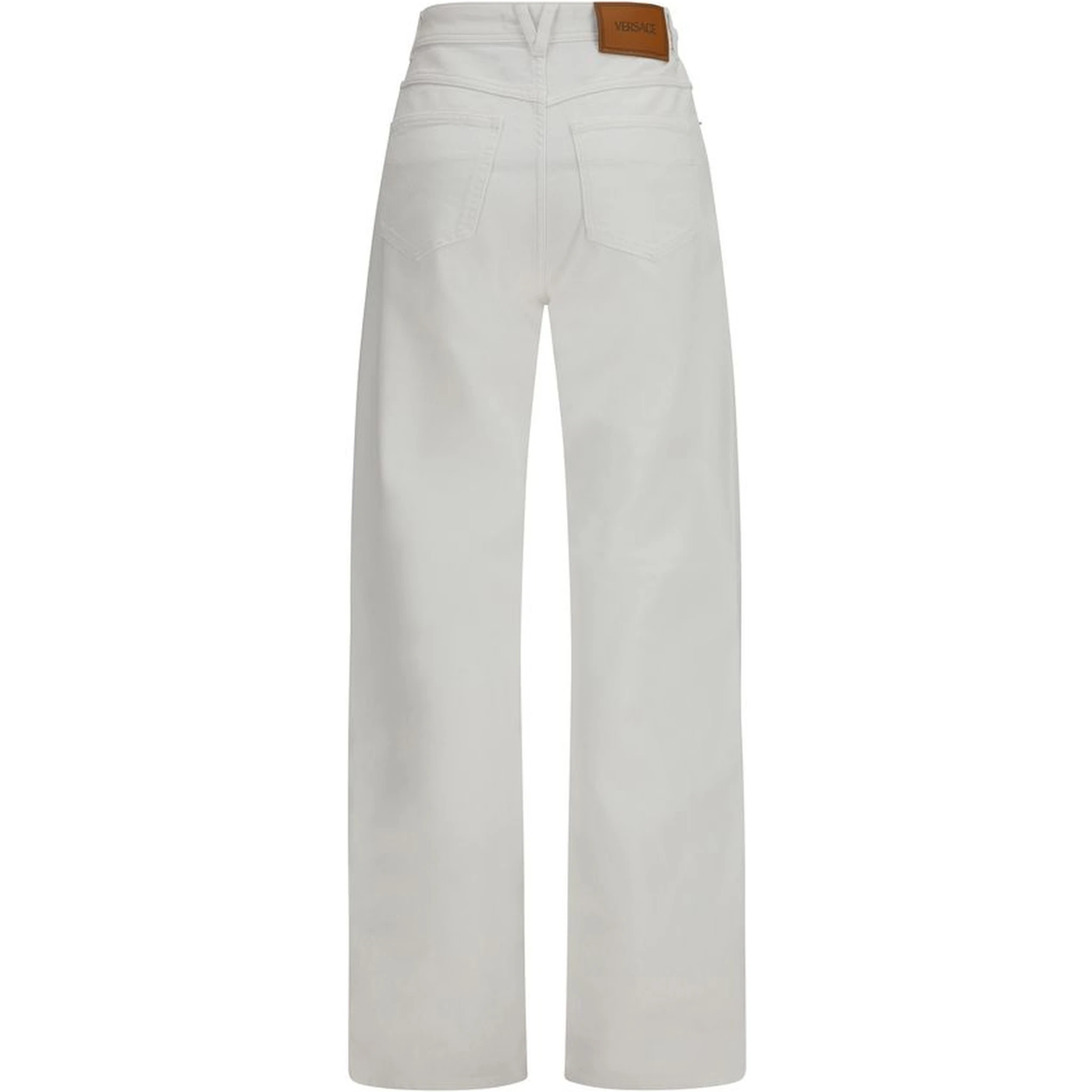 White Cotton Straight-Leg Jeans