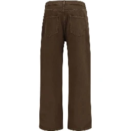 Brown Cotton Straight-Leg Jeans