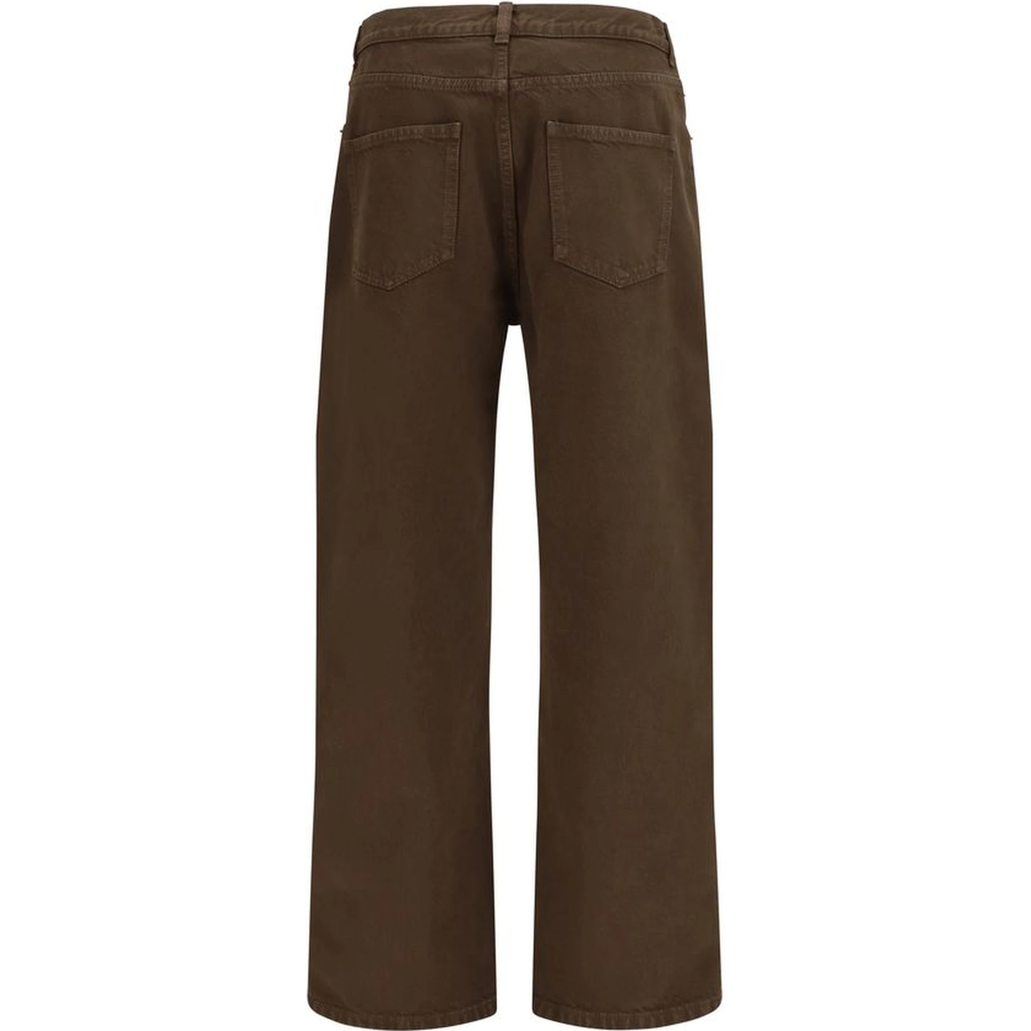 Brown Cotton Straight-Leg Jeans