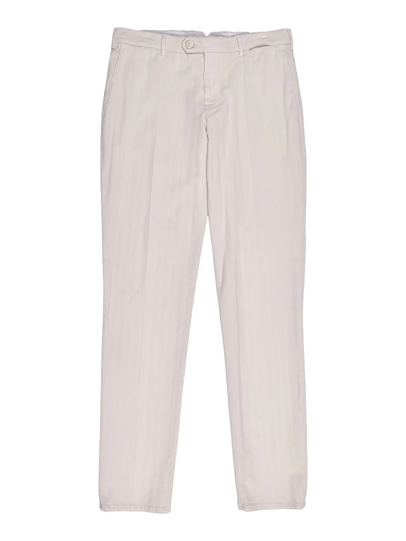 Beige Cotton Casual Pants