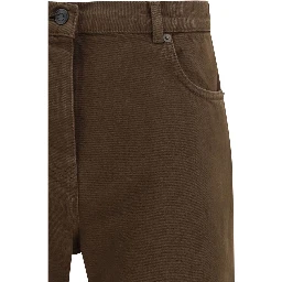 Brown Cotton Straight-Leg Jeans