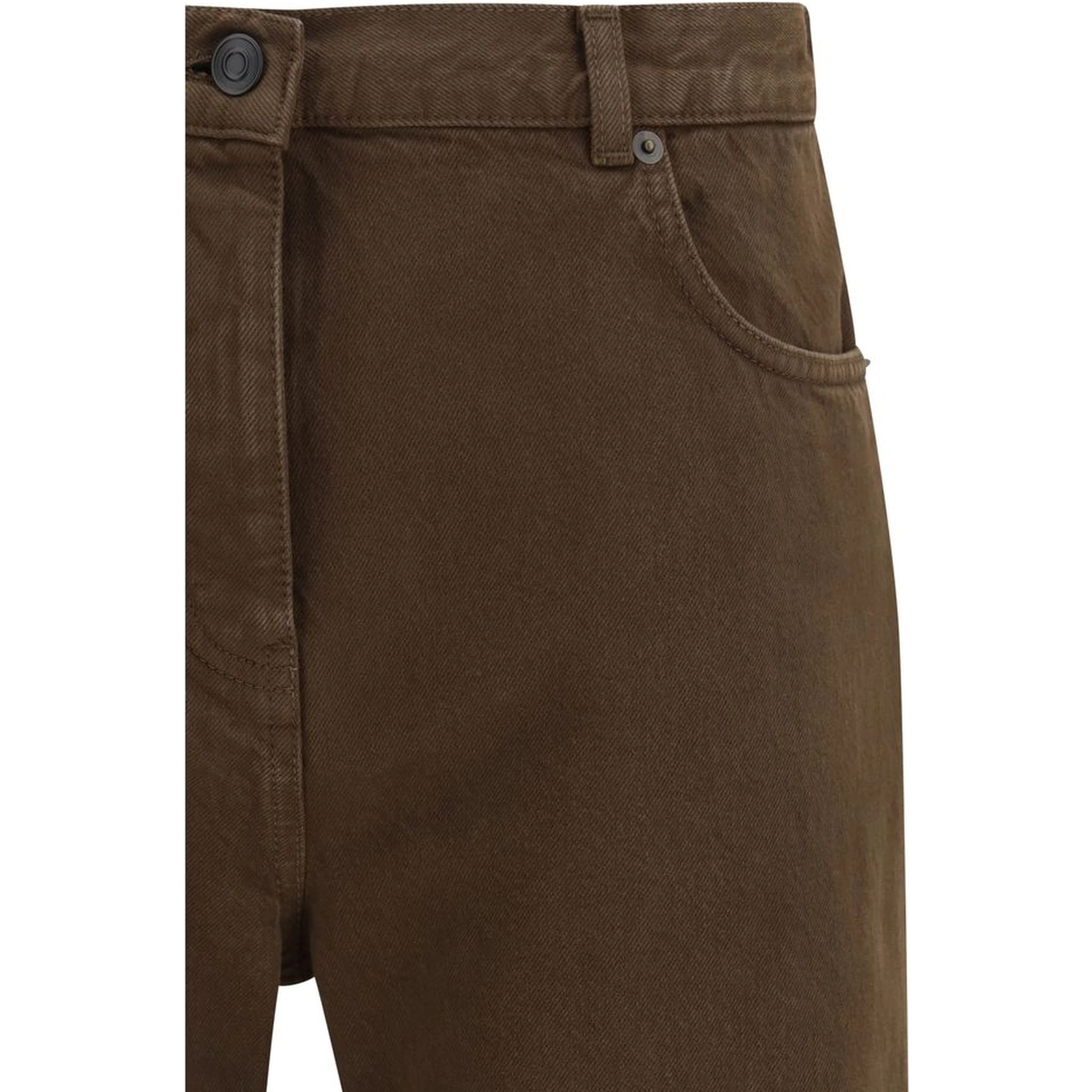 Brown Cotton Straight-Leg Jeans