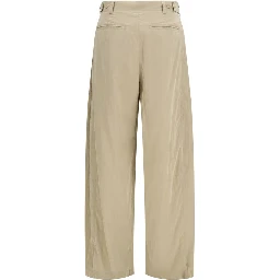 Beige Silk Casual Pants