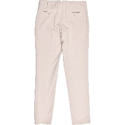 Beige Cotton Casual Pants
