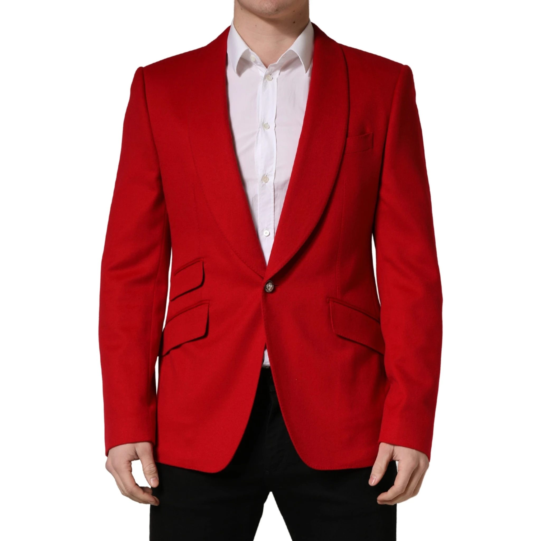 Red Cashmere Single Breasted Jacket Blazer