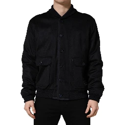 Black Cashmere Knitted Button Down Jacket