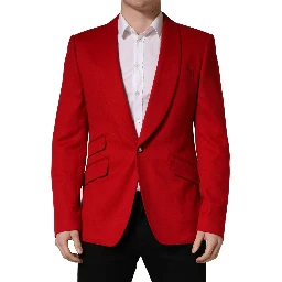 Red Cashmere Single Breasted Jacket Blazer