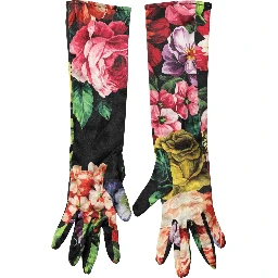 Multicolor Floral Print Elbow Length Women Gloves