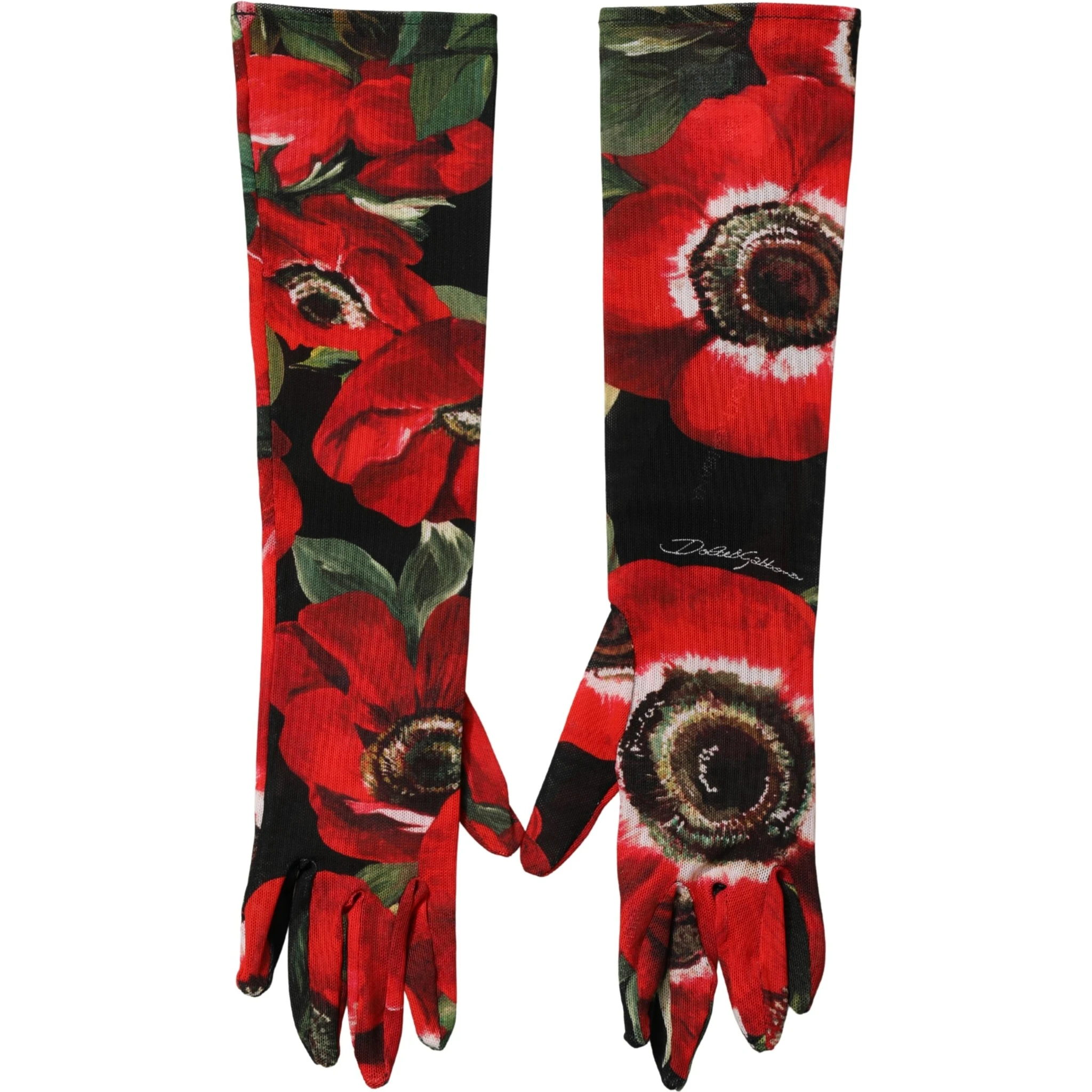 Multicolor Floral Print Elbow Length Women Gloves