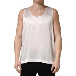 White Satin Polyester SleevelessTank T-shirt