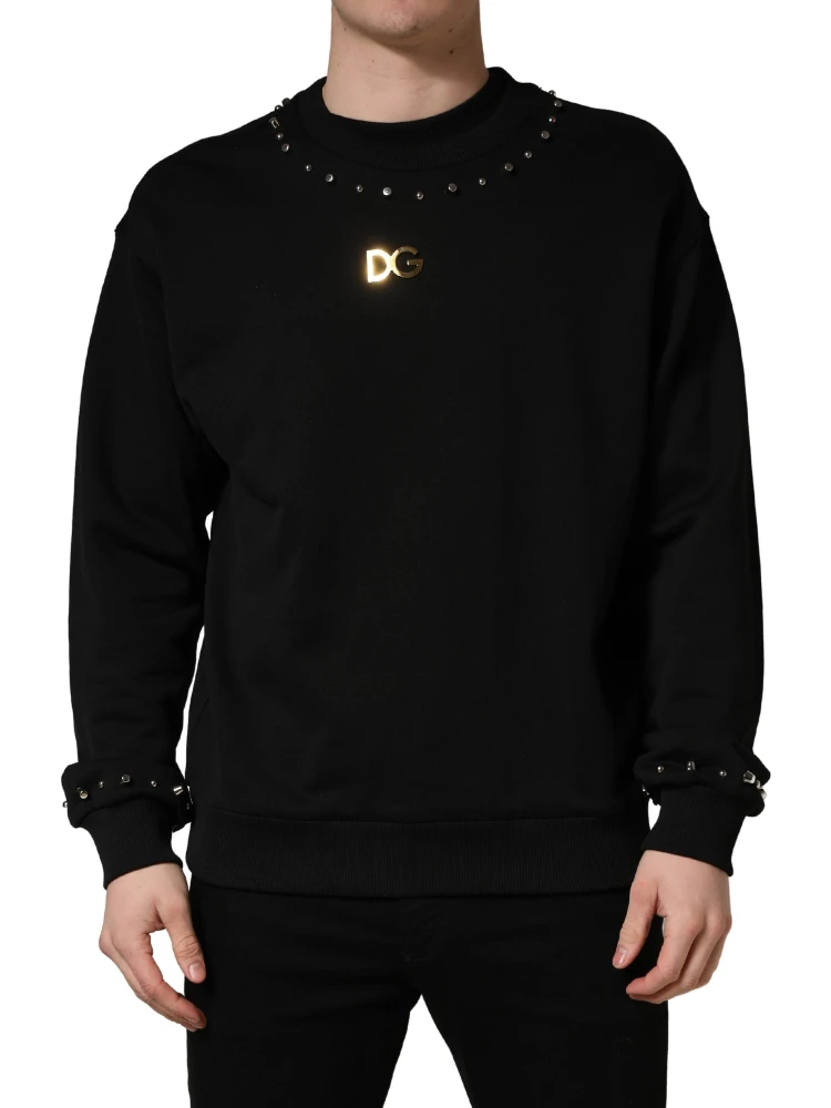 Black Embellished Cotton Sweatshirt Sweater alternative