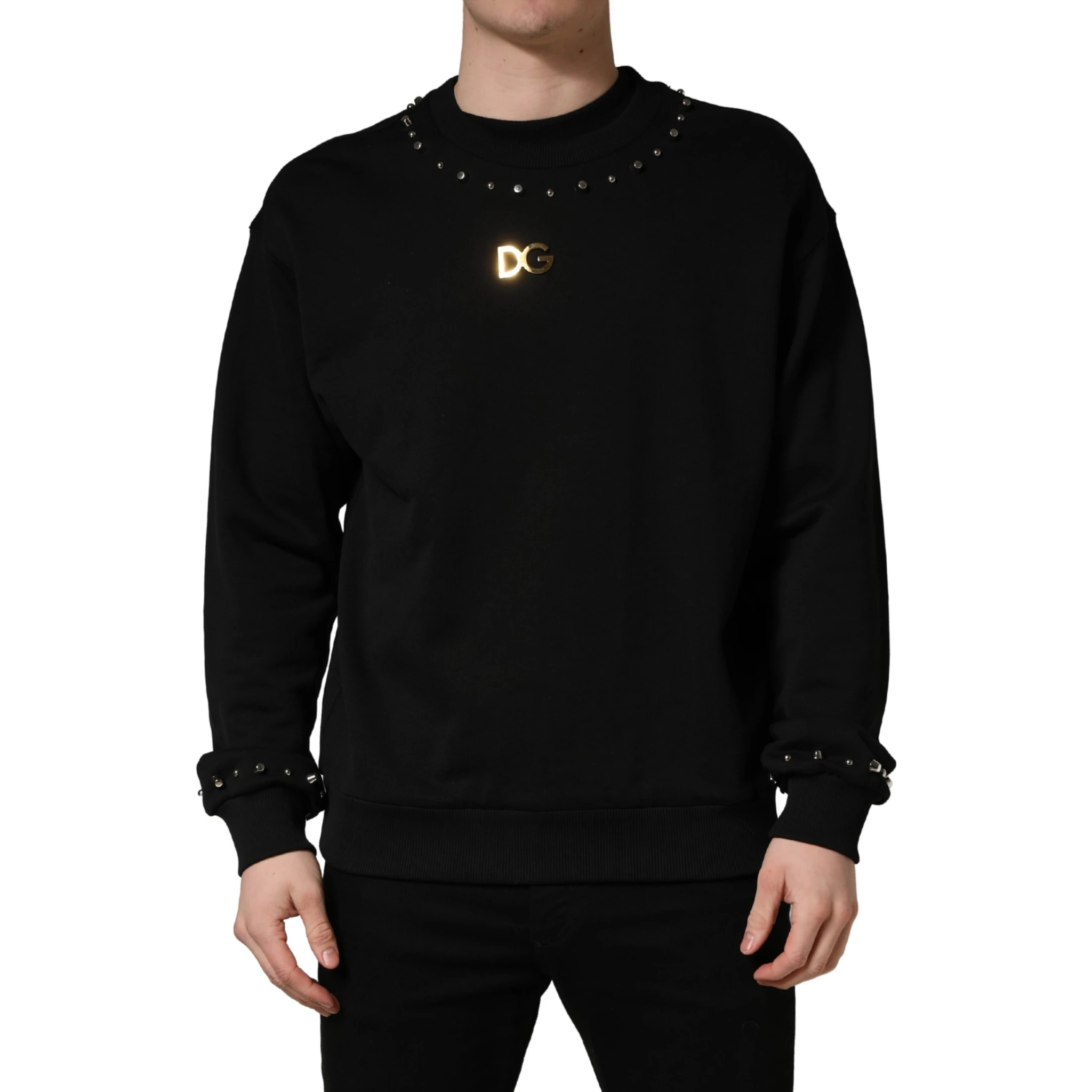 Black Embellished Cotton Sweatshirt Sweater