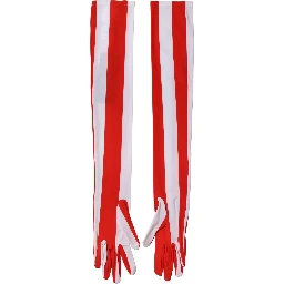 Red White Stripes Nylon Elbow Length Women Gloves