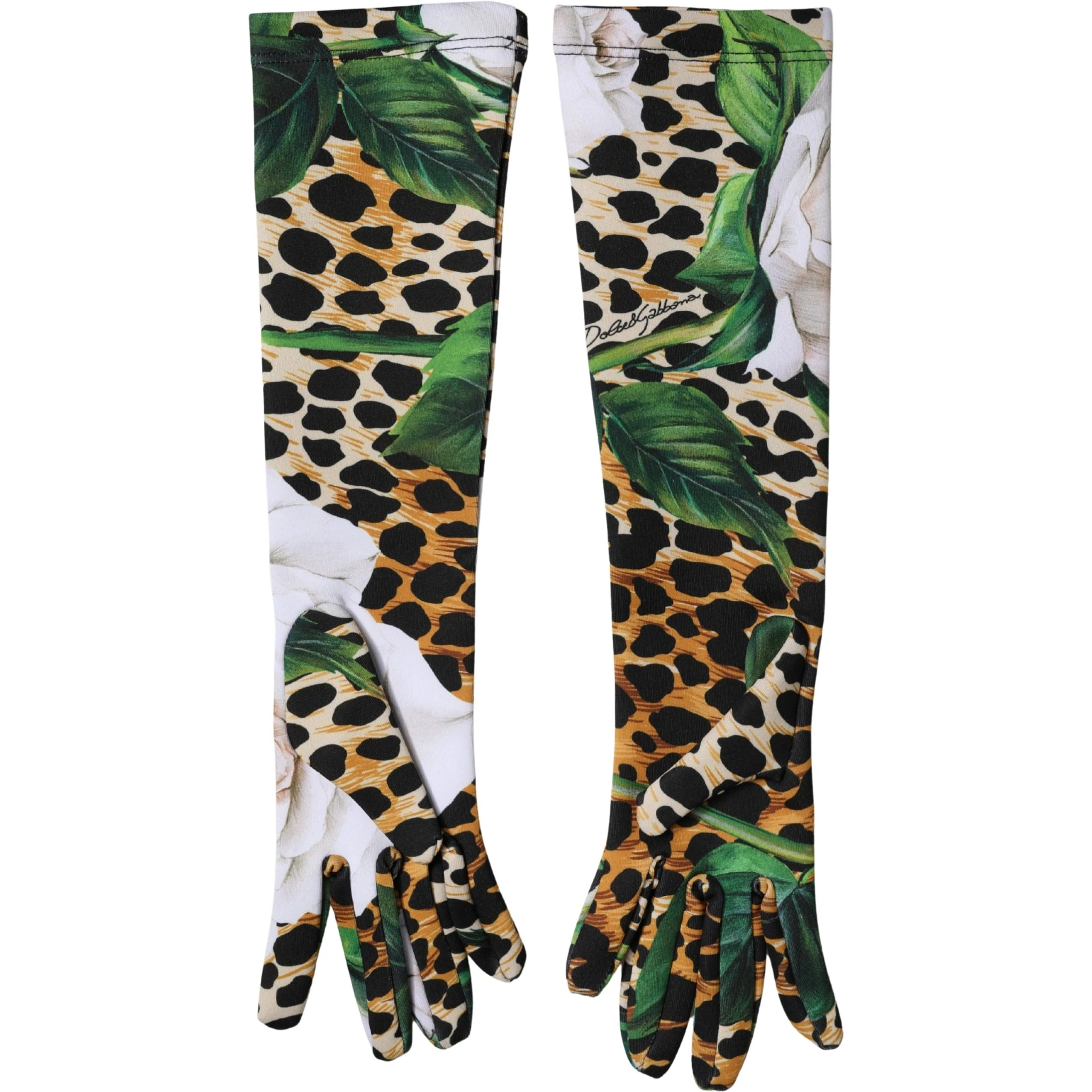 Multicolor Floral Leopard Elbow Length Women Gloves
