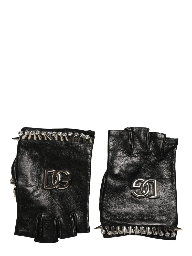 Women Black Embellished Wrist Length Mitten Gloves