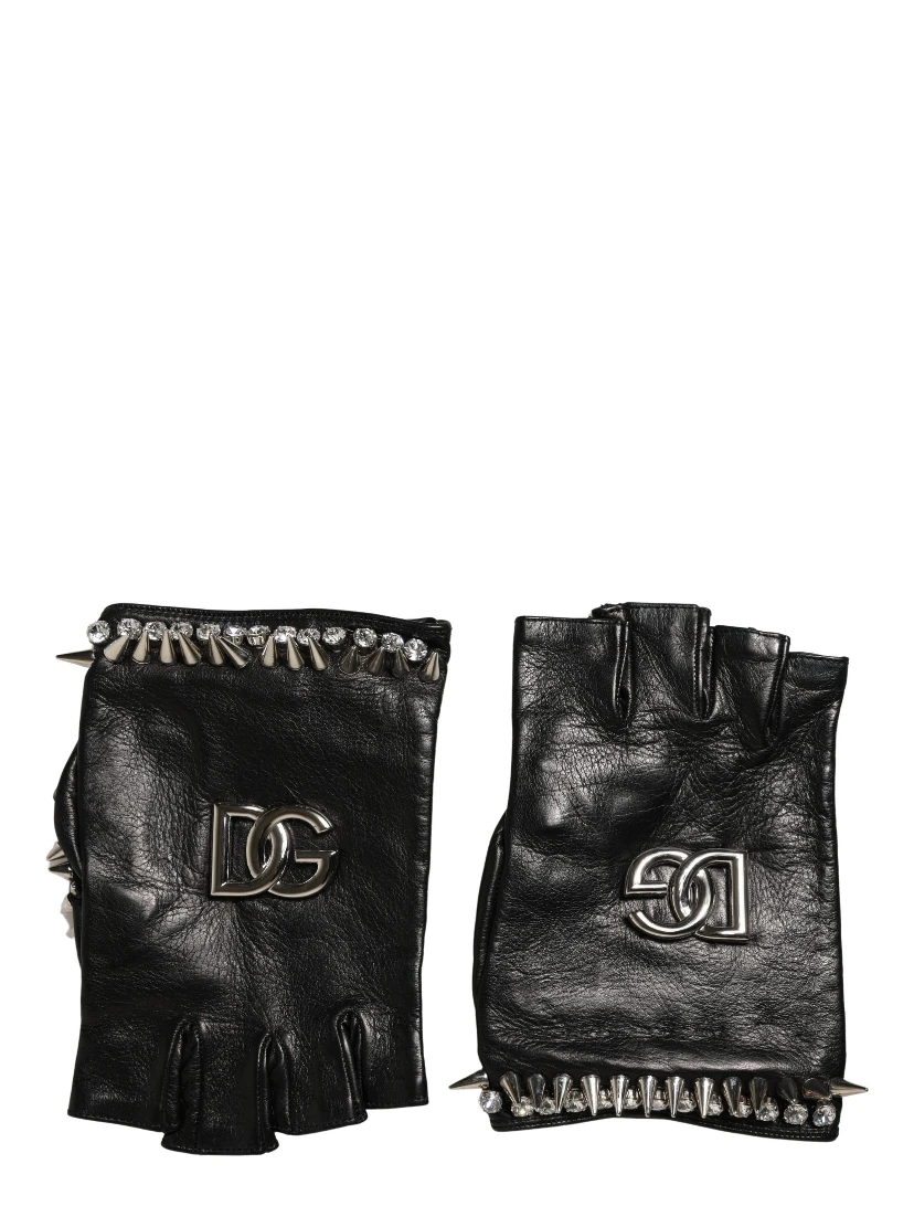 Women Black Embellished Wrist Length Mitten Gloves