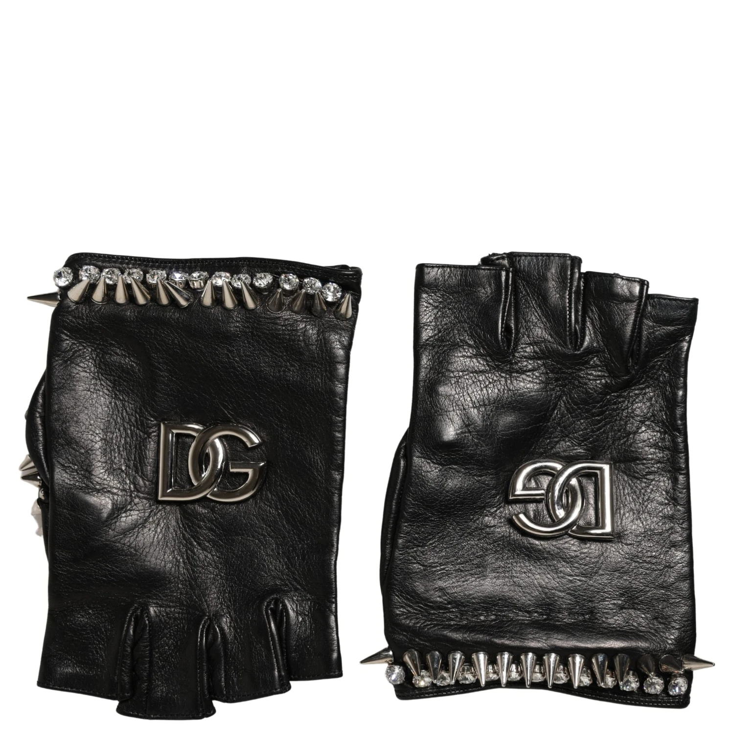 Women Black Embellished Wrist Length Mitten Gloves