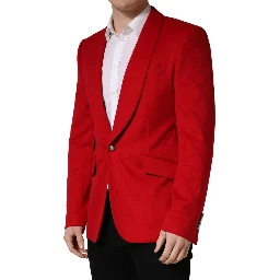 Red Cashmere Single Breasted Jacket Blazer