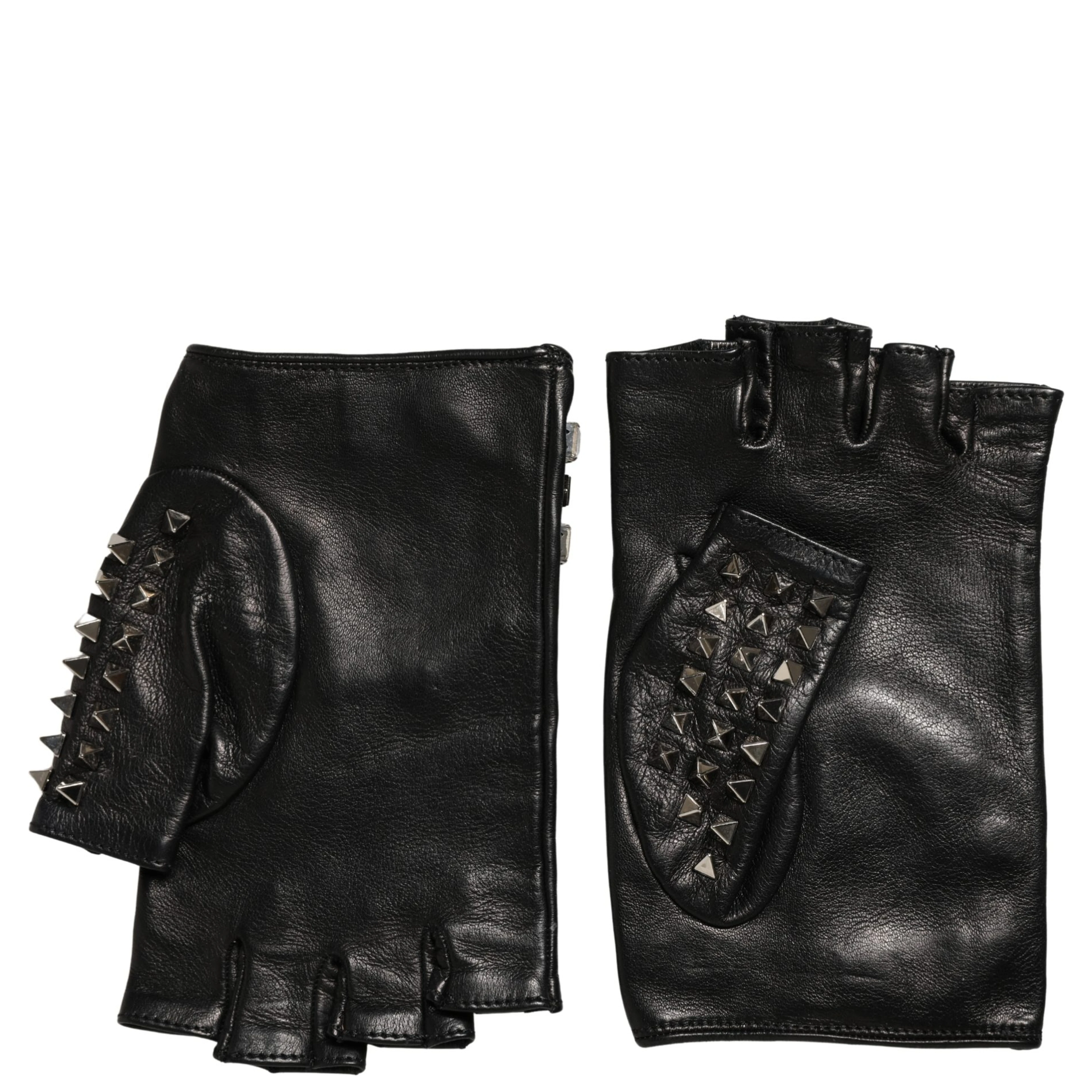 Black Embellished Wrist Length Mitten Women Gloves