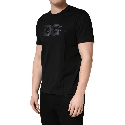 Black Logo DG Print Cotton Crew Neck T-shirt