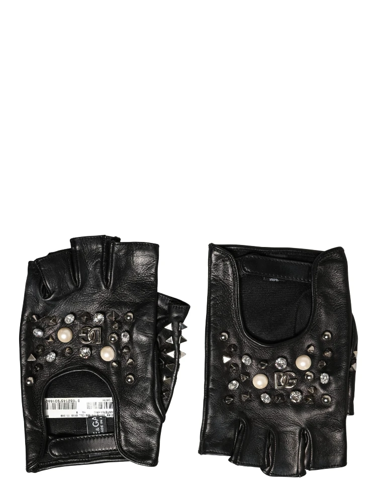 Black Embellished Wrist Length Mitten Women Gloves alternative