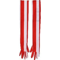 Red White Stripes Nylon Elbow Length Women Gloves
