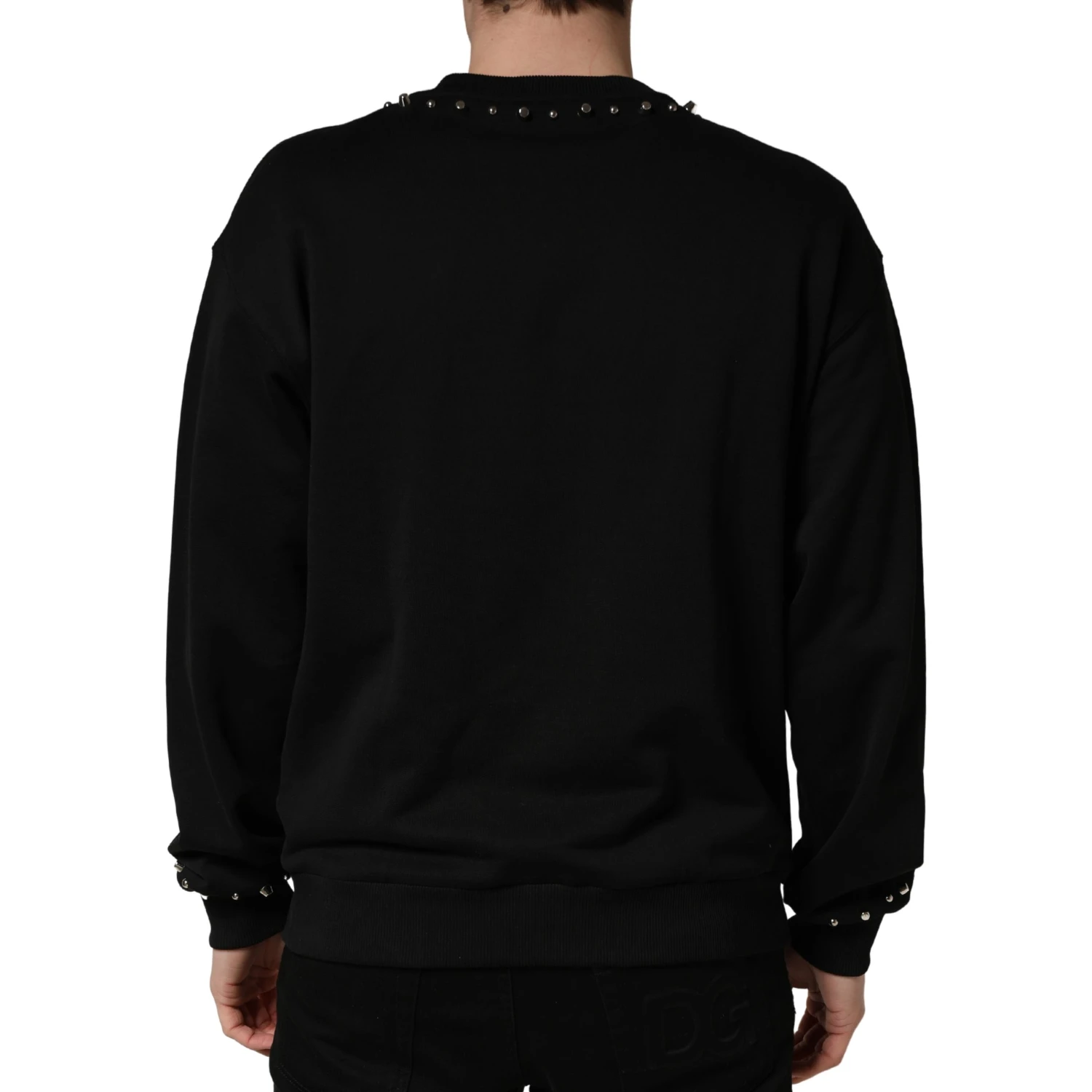 Black Embellished Cotton Sweatshirt Sweater