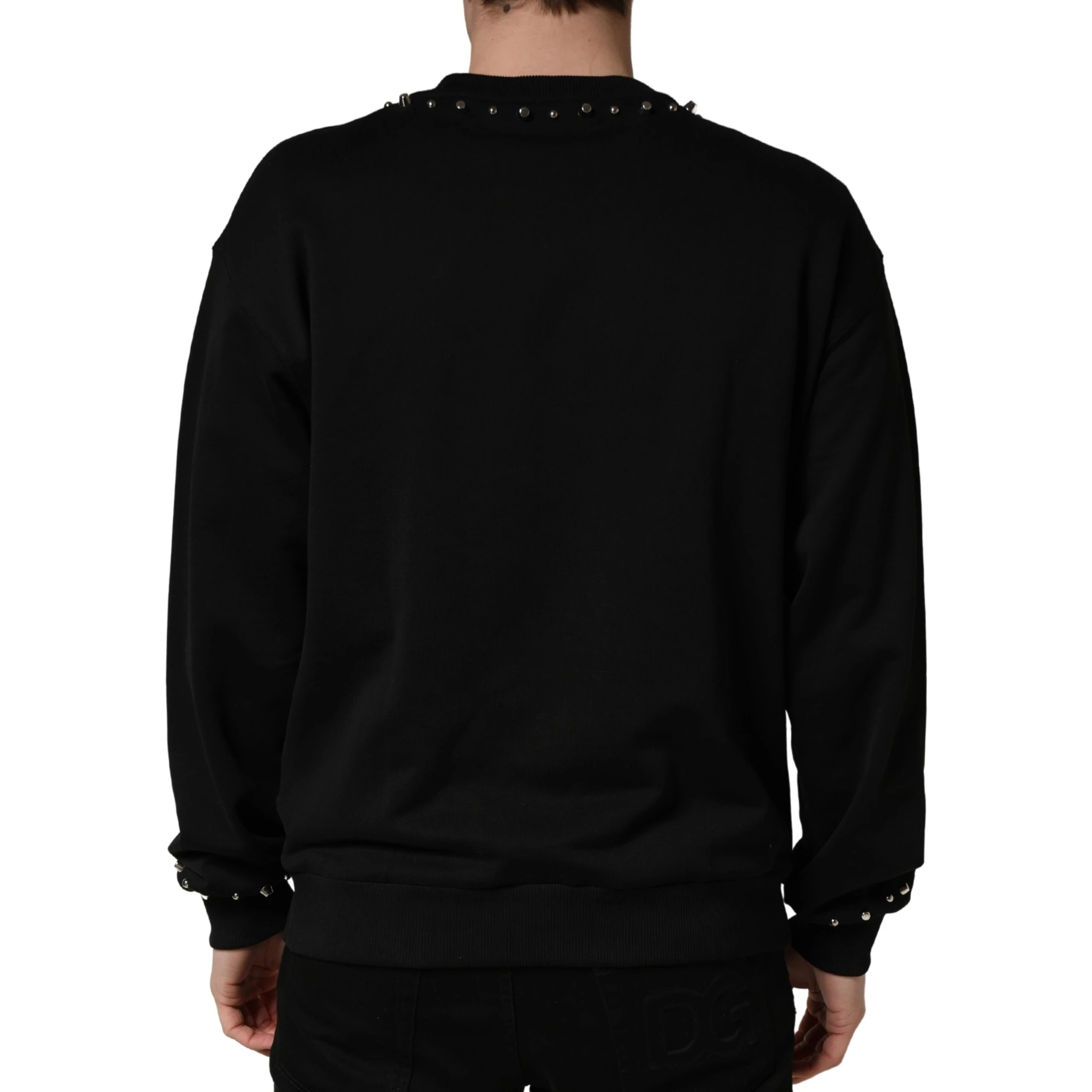 Black Embellished Cotton Sweatshirt Sweater