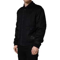 Black Cashmere Knitted Button Down Jacket