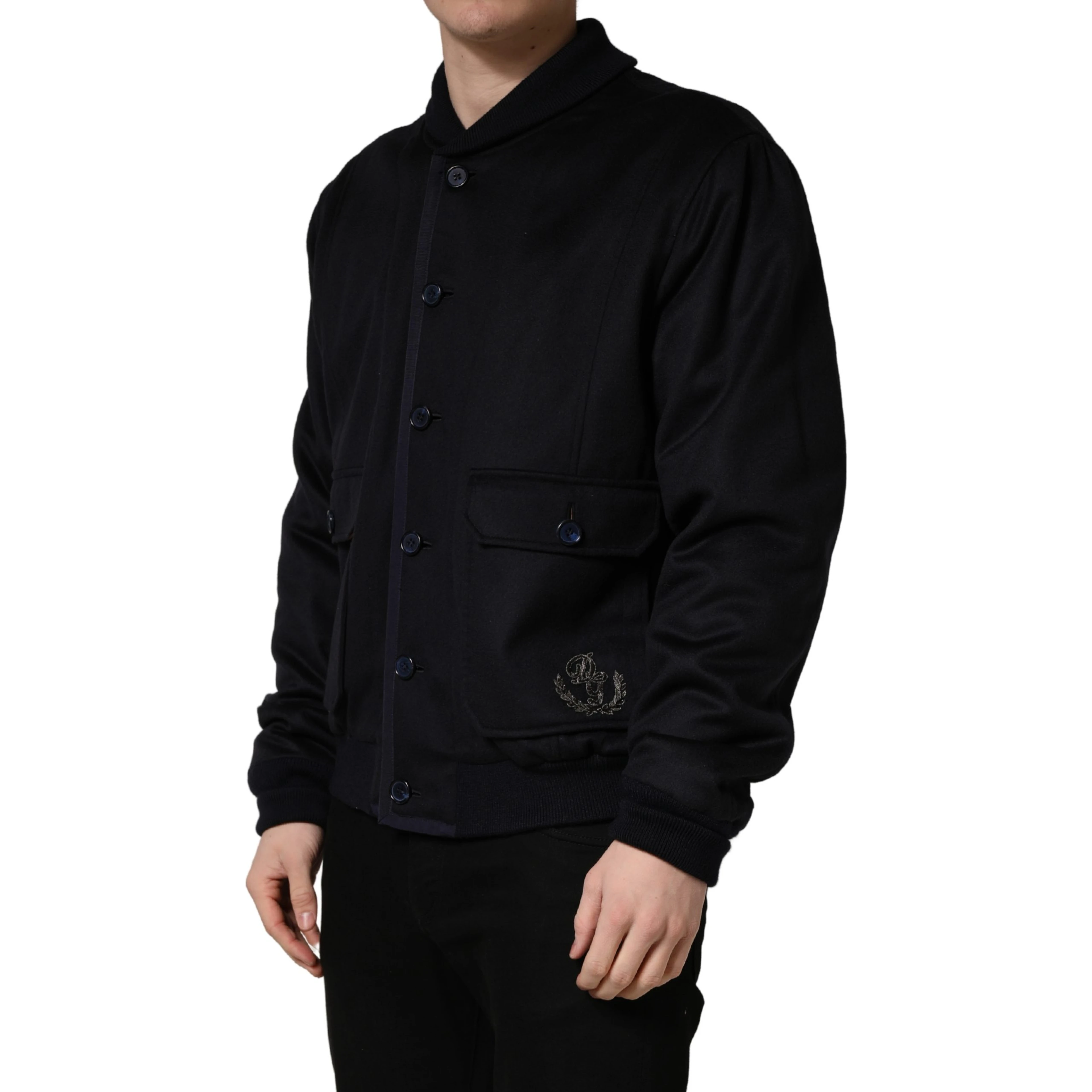 Black Cashmere Knitted Button Down Jacket